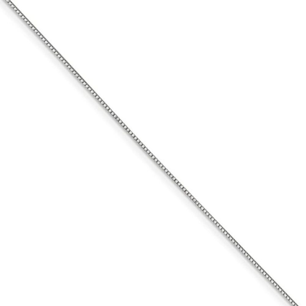 0.7mm, 14k White Gold, Box Chain Necklace, 20 Inch - Picture 1 of 8